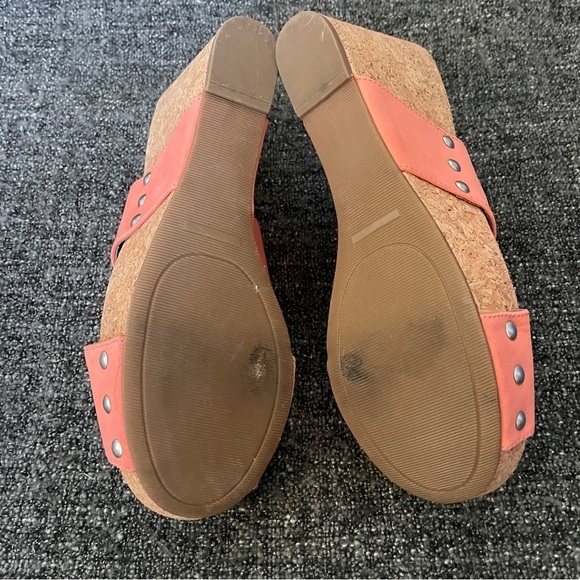 Lucky Brand Minari Sandals Coral Elko Nubuck Wedge Heel Women’s Size 8.5 - Picture 5 of 10